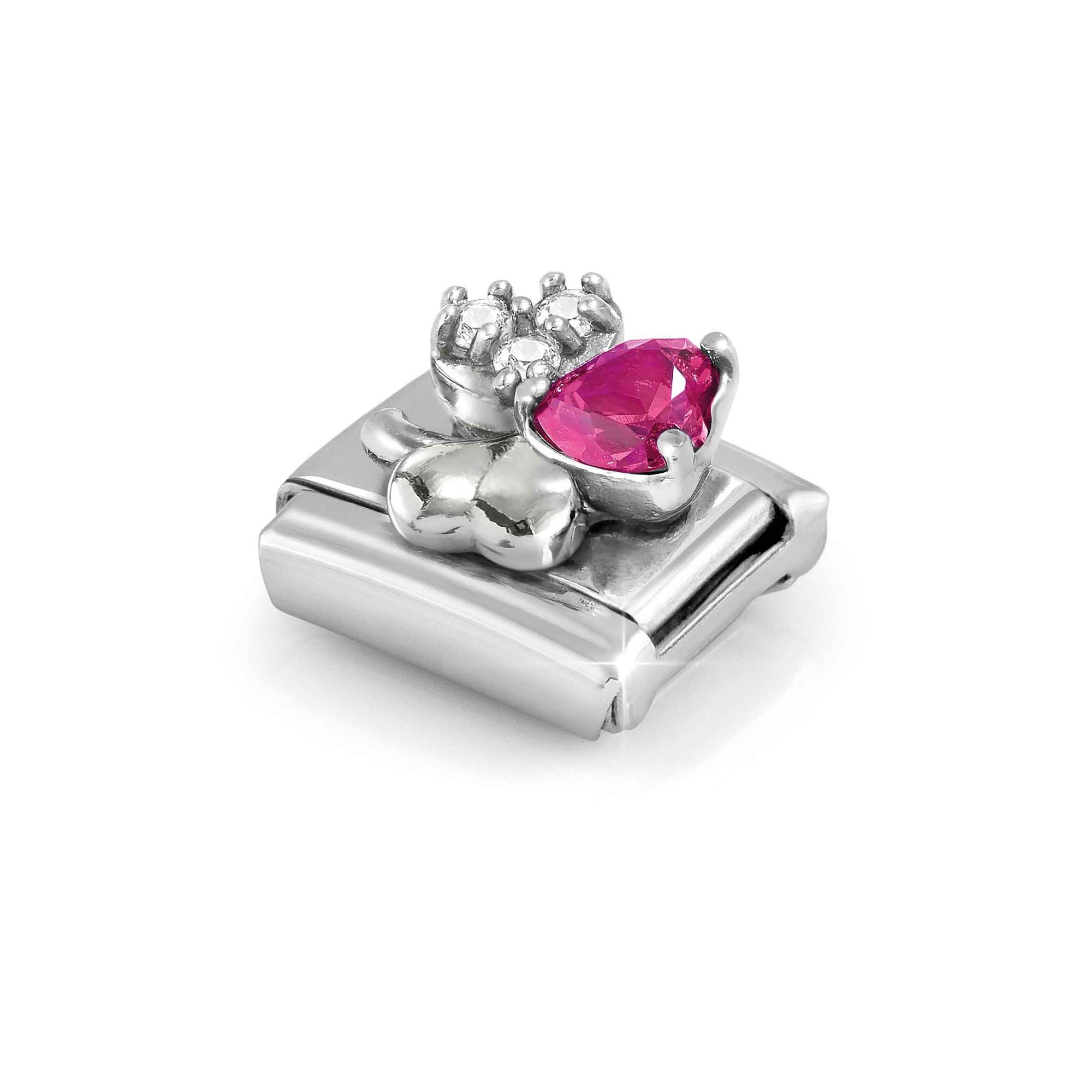 Nomination Classic Sterling Silber charm - Kleeblatt - Zirkonia Rot & Weiß – Ansicht 5