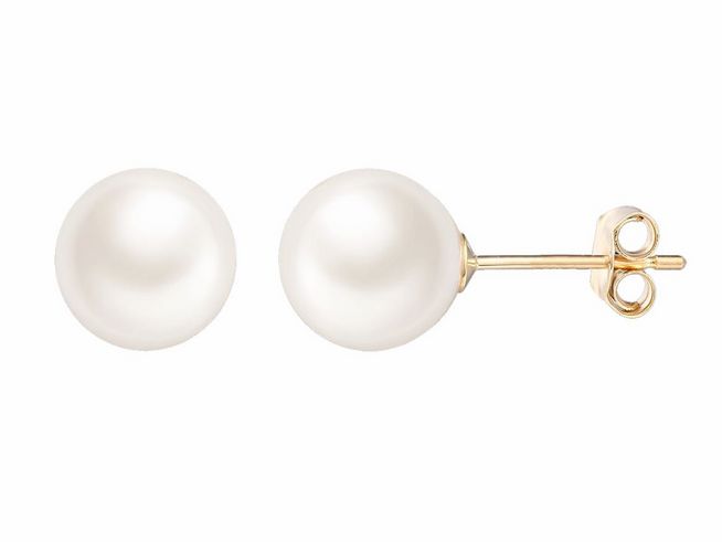 Gelbgold 585 Ohrstecker von Xenox mit polierten echten Perlen, elegantes Design, ideal für jeden Anlass, hochwertiger Echt Gold Ohrschmuck.