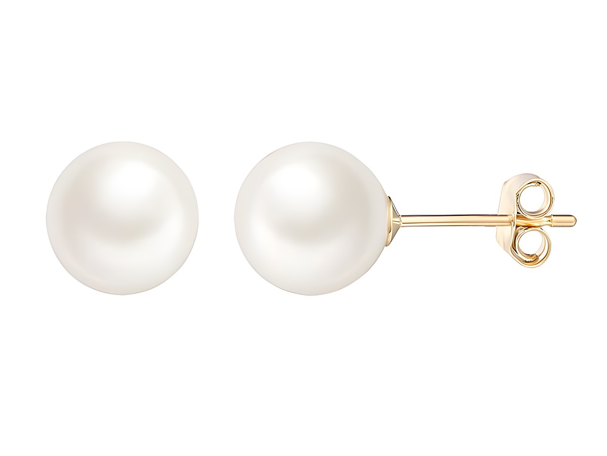 Gelbgold 585 Ohrstecker von Xenox mit polierten echten Perlen, elegantes Design, ideal für jeden Anlass, hochwertiger Echt Gold Ohrschmuck.