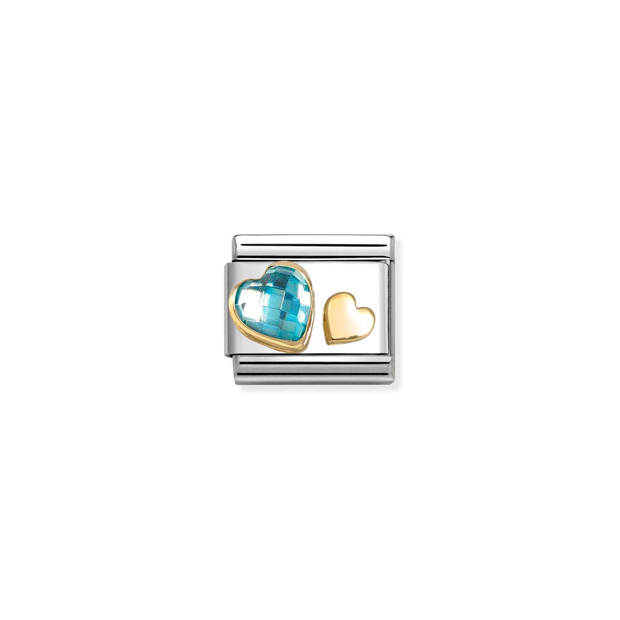 Nomination Doppelherz - Hellblau Zirkonia - Element Classic Gold – Ansicht 2
