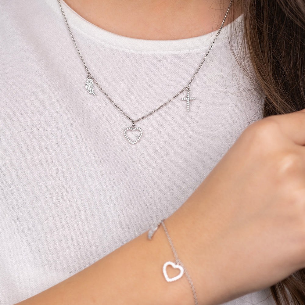 Engelsrufer Glaube, Liebe & Hoffnung Kette mit Zirkonia - Silber rhodiniert 42 cm – Ansicht 3