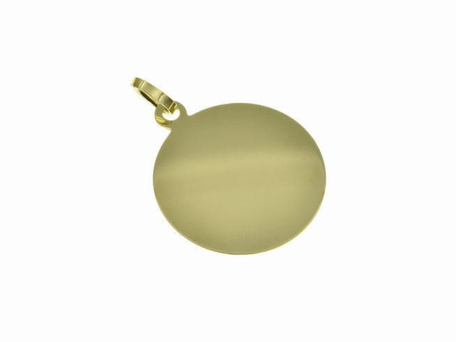 Gold Anhänger 16,7 mm Gravurplatte rund, Hersteller Juwelier Harnisch, ideal zum Gravieren von persönlichen Motiven oder Namen, elegantes Design für Schmuckliebhaber.