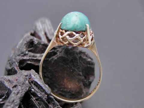 Goldring nostalgisch Größe 54,5 mit Türkis und Gold 585, hergestellt von Juwelier Harnisch, geeignet bis Größe 56/18, edle Verarbeitung und zeitloses Design.