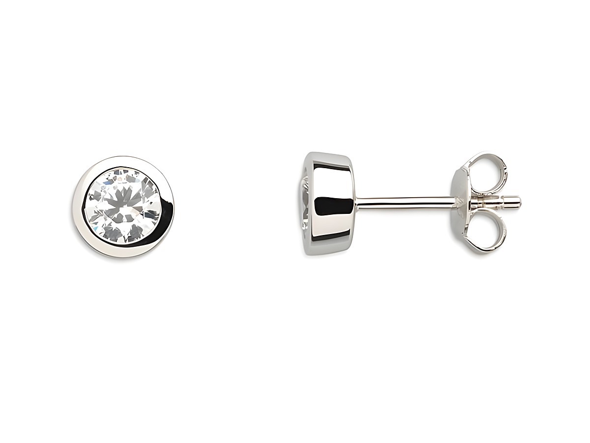 Xenox Sterling Silber Ohrringe XS7156 mit funkelndem Kristallstein in runder Zarge aus Silber, eleganter Ohrschmuck, perfekt für einen zeitlosen Look.