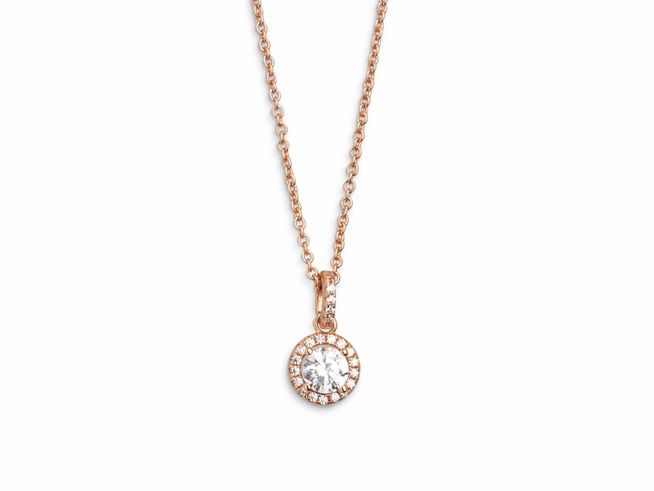 Xenox Silber Kette XS7362R mit einem runden Anhänger in Roségold Vergoldung, besetzt mit einem funkelnden Steinglied und einem zarten Ankerdesign, eine perfekte Ergänzung für jedes Outfit.