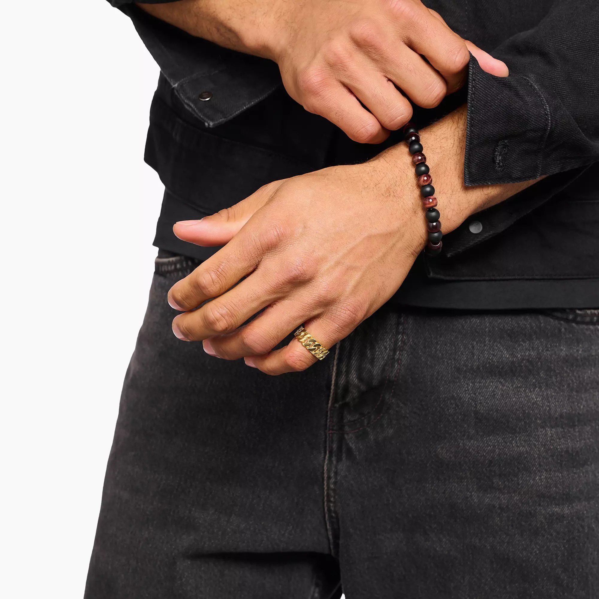 Thomas Sabo Ring Kettenglieder breit vergoldet – PANZERKETTE – Silber – Ansicht 3