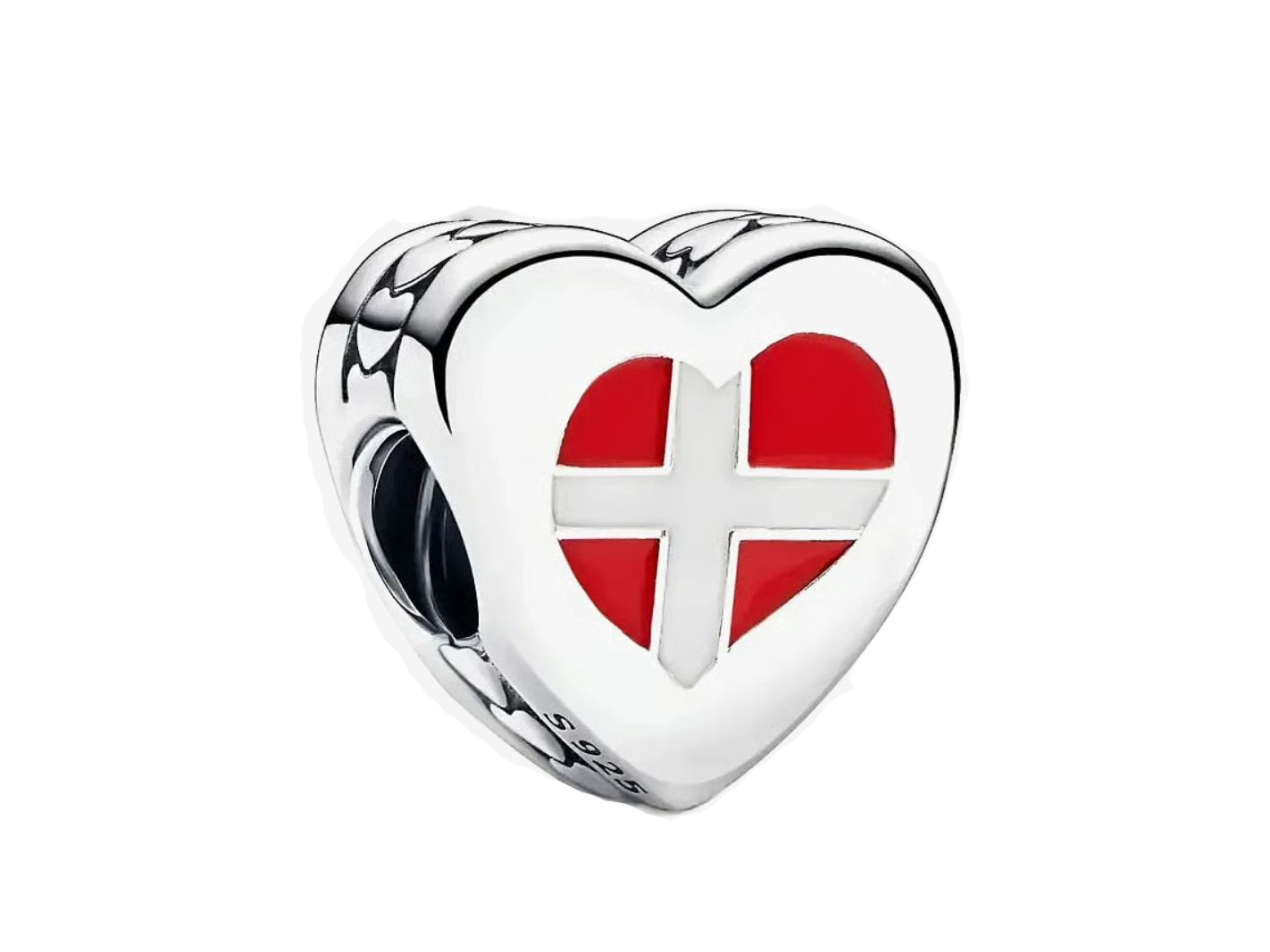 Pandora 792015C00_E064 Dänemark Flagge auf Herz charm - Silber + Emaille