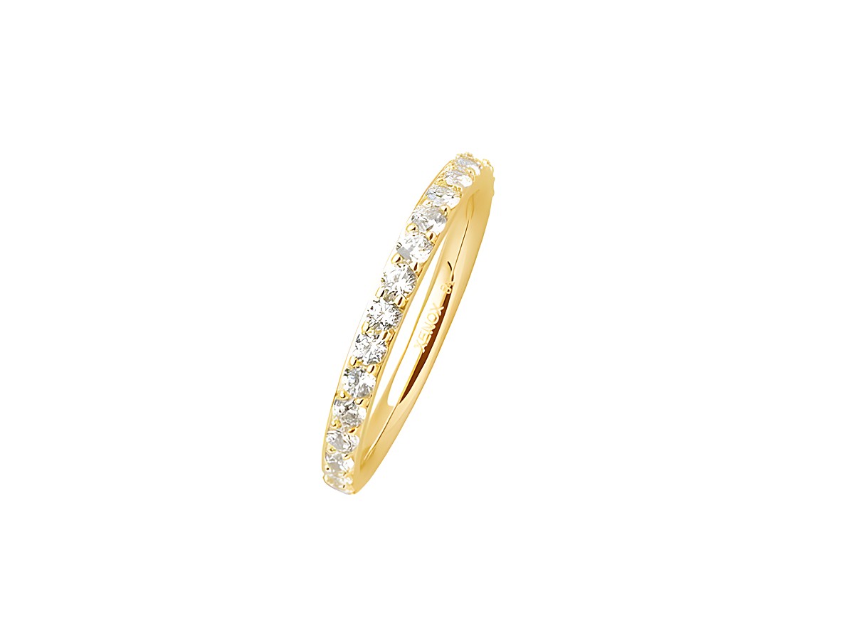 Xenox Sterling Silber Ring in Gelbgold vergoldet, Größe 54, mit funkelnden Steinen in einer eleganten Anordnung, ideal als Schmuckstück für besondere Anlässe.