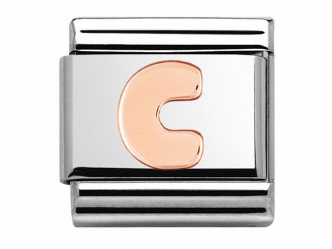 Nomination 430105 03 Classic C Roségold Buchstabe auf Edelstahlplatte mit glänzender Oberfläche, elegantes Design für Armbänder, Hersteller Nomination, Buchstaben und Zahlen verfügbar.