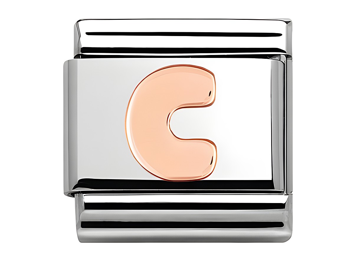 Nomination 430105 03 Classic C Roségold Buchstabe auf Edelstahlplatte mit glänzender Oberfläche, elegantes Design für Armbänder, Hersteller Nomination, Buchstaben und Zahlen verfügbar.