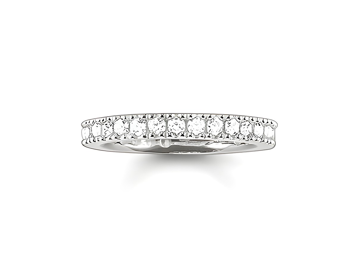 Silberner Ring von Thomas Sabo mit Zirkonia-Steinen, Größe 52, elegantes und zeitloses Design, ideal für verschiedene Anlässe.