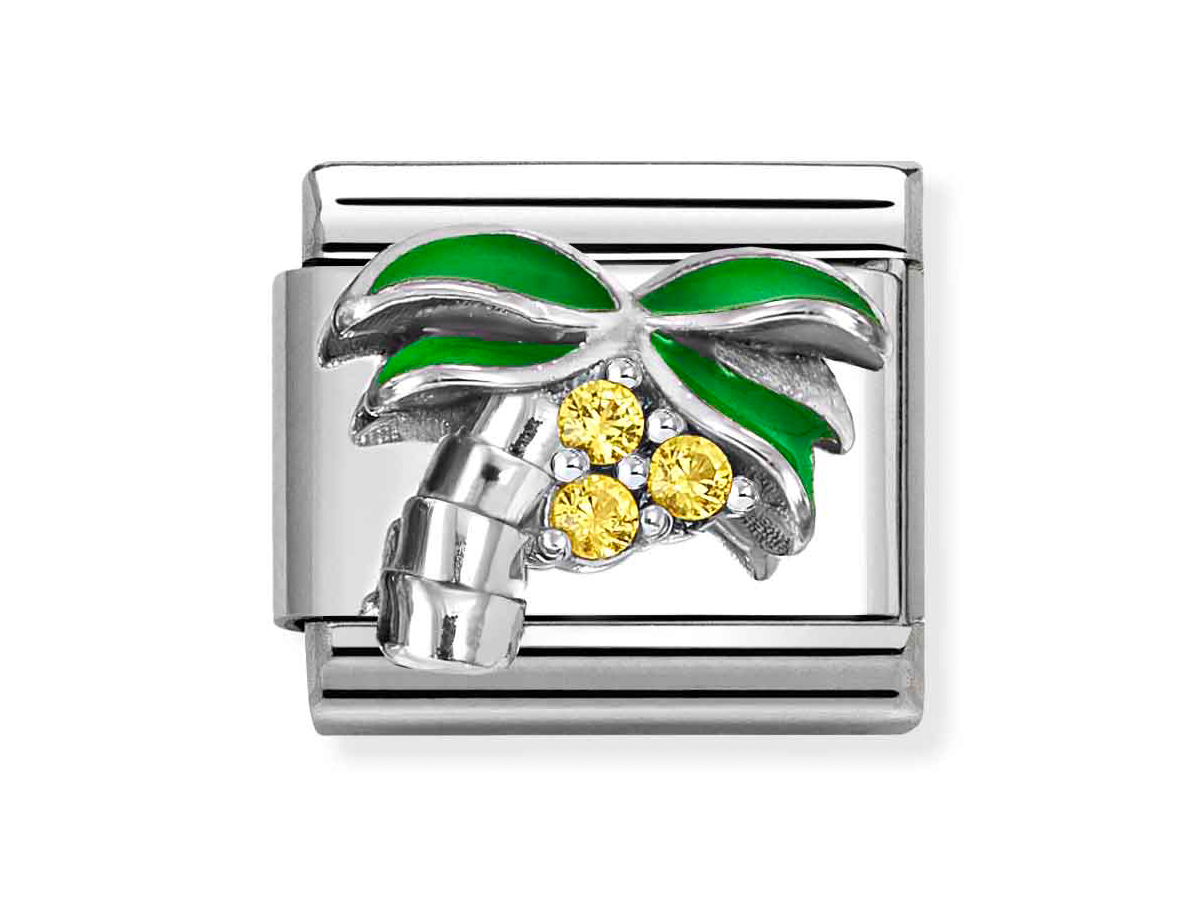 Nomination 330328 22 - CLASSIC Symbol aus Sterling Silber - Emaille & Zirkonia - Palme - Gelb