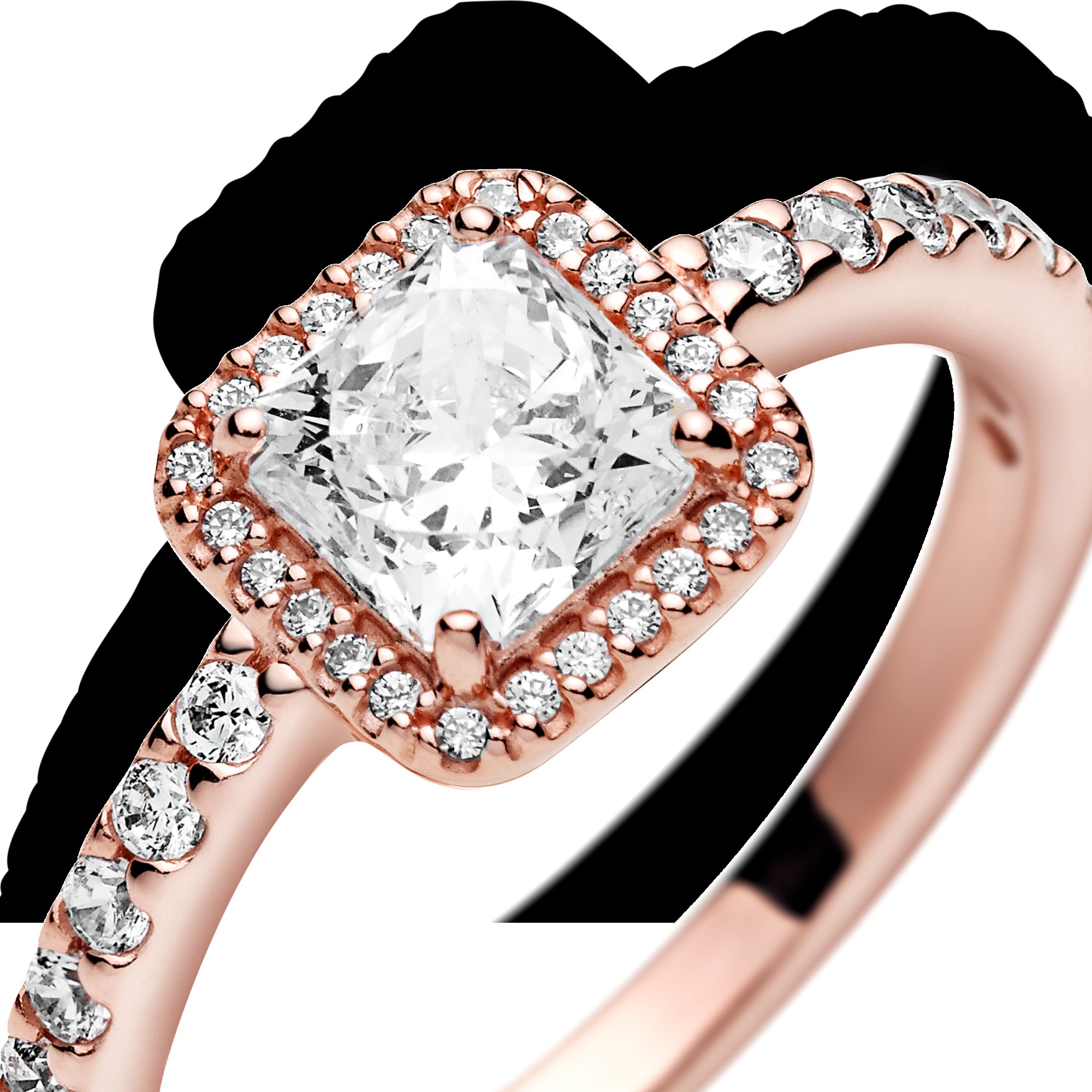 Pandora quadratischer Funkelnder Strahlenkranz Ring - Roségold Vergoldung - Zirkonia – Ansicht 2