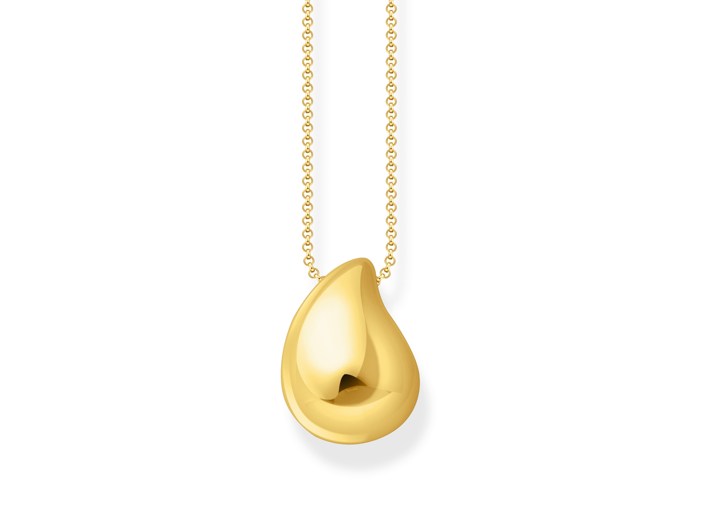 Silberne Kette mit 750er Vergoldung, eleganter Tropf-Anhänger, Länge 45-50 cm, aus der Bold Elegance Kollektion von Thomas Sabo, Hersteller Neuheiten.