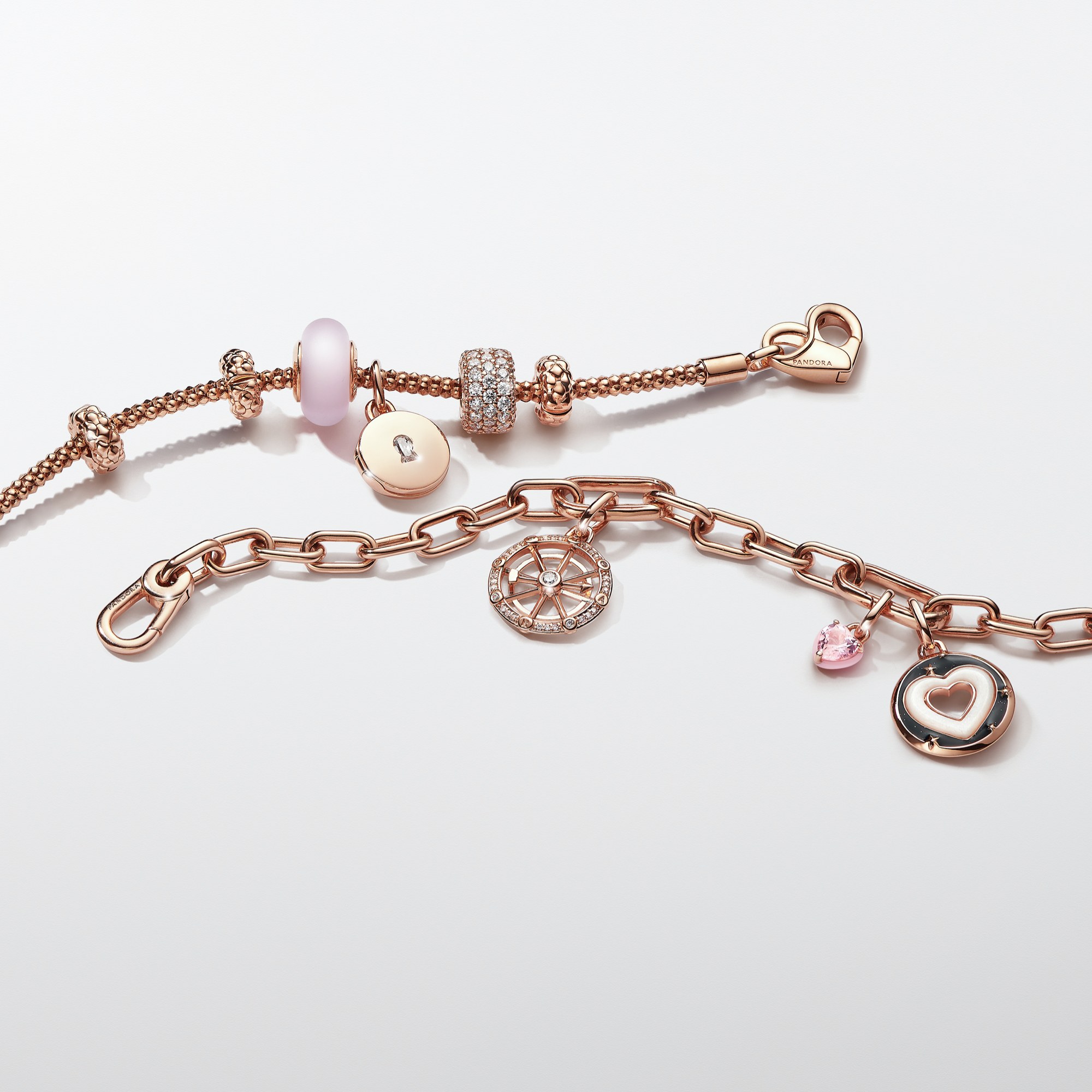 Pandora Nieten-Armband - Herzverschluss - Roségold Vergoldung – Ansicht 3