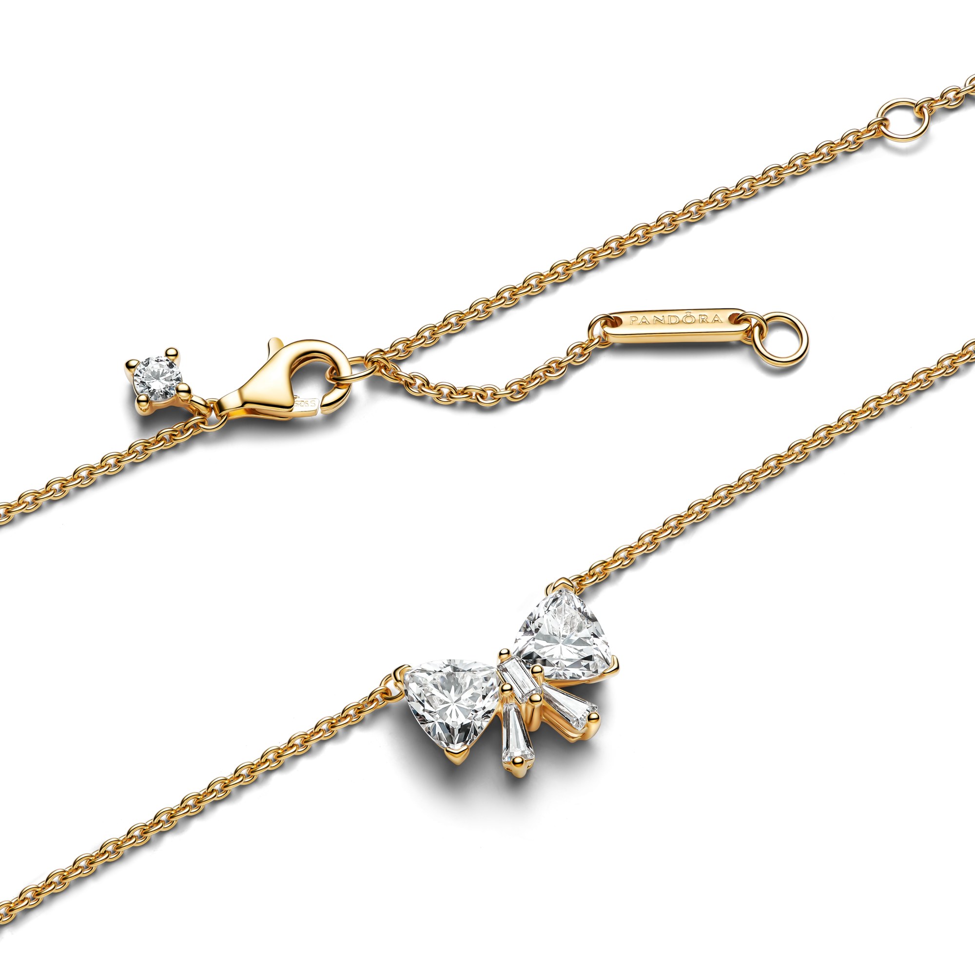 Pandora Schleife - Gelbgold verg. Collier mit klarem Zirkonia - 45 cm – Ansicht 2