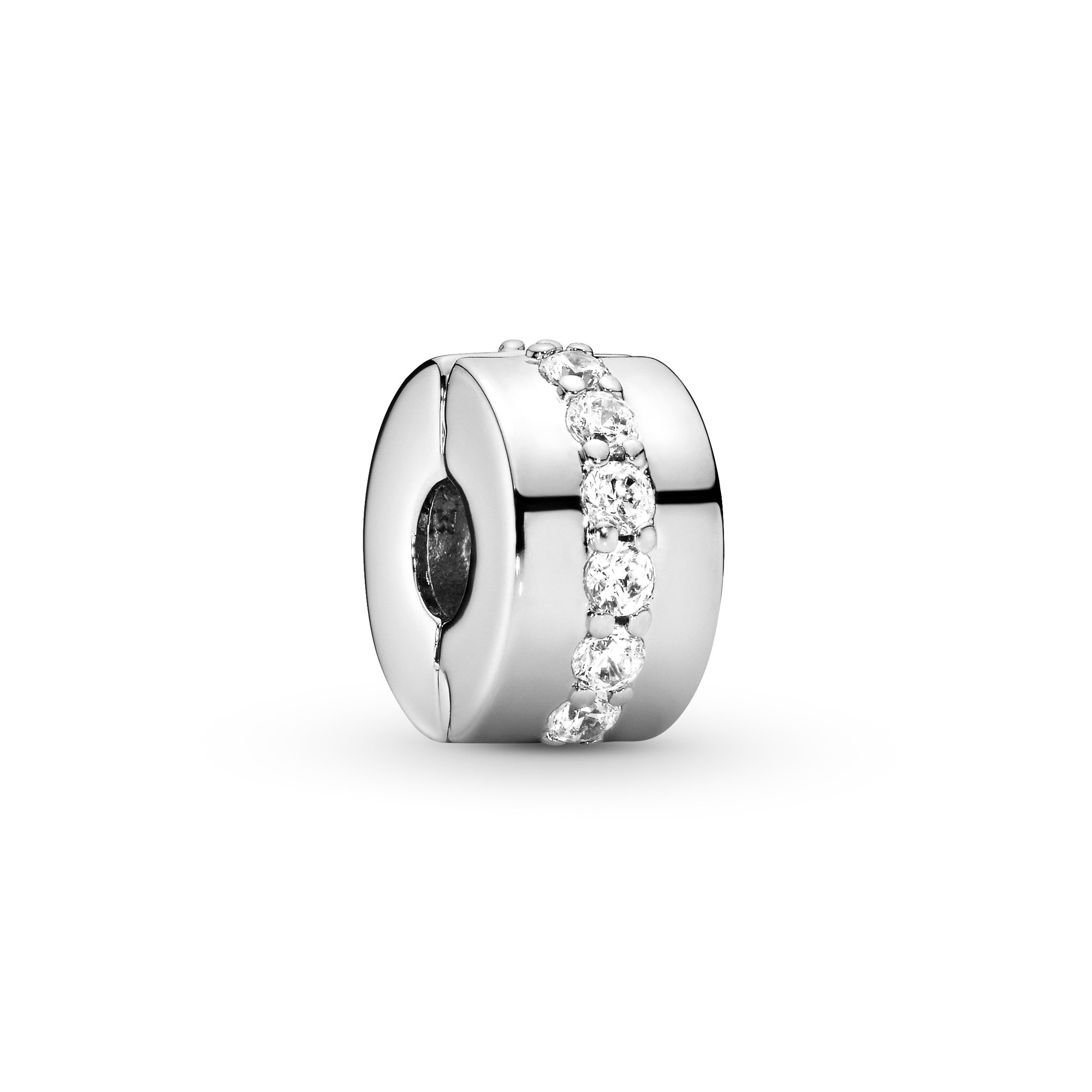 PANDORA Glänzendes Band - Silber Charm Clip - Zirkonia