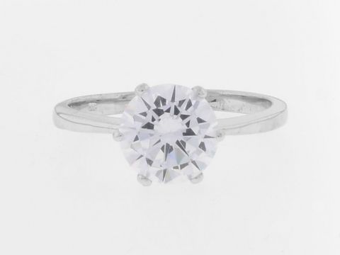 Silber Ring rhodiniert mit klarem Zirkonia Stein, elegant gestaltet, Größe 52, 8,9 mm, Hersteller Juwelier Harnisch, geeignet bis Größe 52 bzw. 16,5.