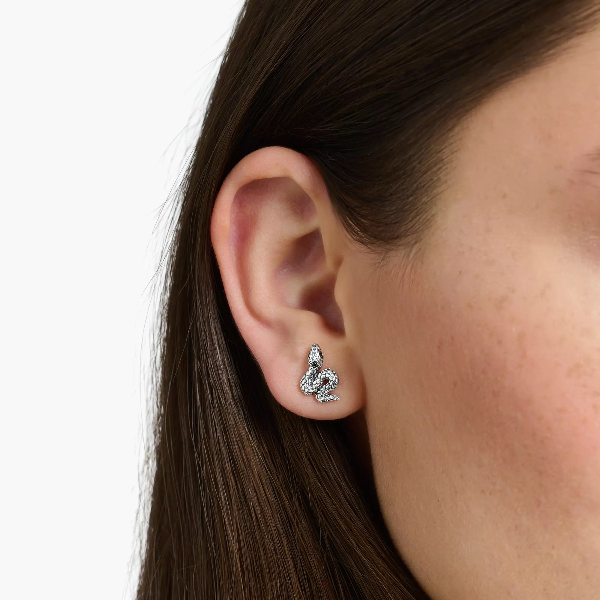 Thomas Sabo Ohrstecker - Sterling Silber - geschwärzt + Zirkonia - Schlange – Ansicht 2
