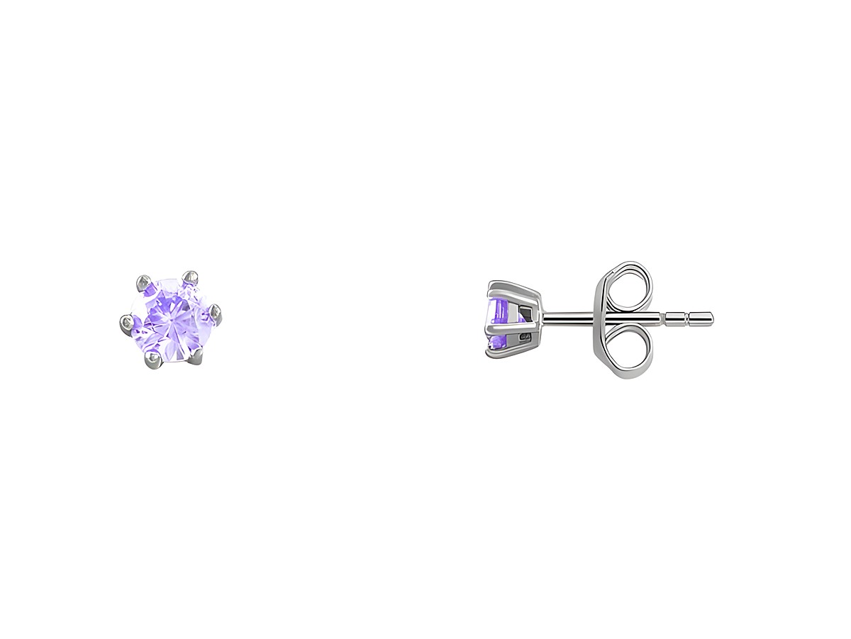 Xenox Sterling Silber Ohrringe XS6015 in Krappem Multicolor, elegant mit lila Stein und schlichtem Design, idealer Ohrschmuck für verschiedene Anlässe.