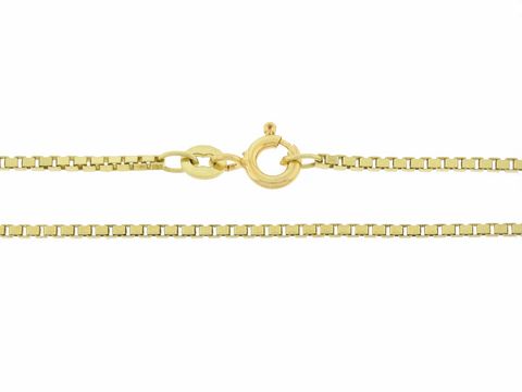 Veneziakette 585 Gold in 50 cm Länge mit einer Stärke von 1,5 x 1,5 mm und einem praktischen Federringverschluss, Hersteller Juwelier Harnisch. Elegantes Schmuckstück.