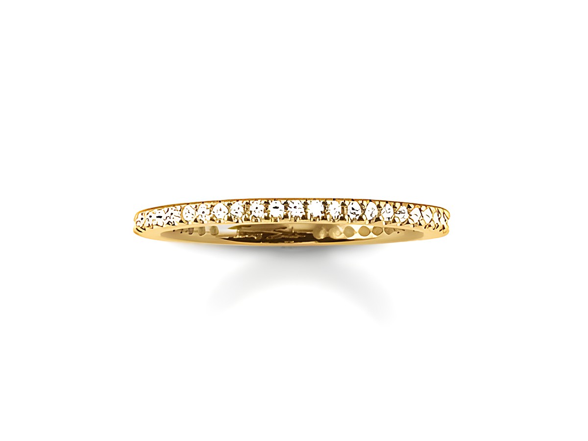 Thomas Sabo Ring TR1980-414-14-58 aus Silber mit vergoldeter Oberfläche und Zirkonia-Steinen, Größe 58, schmal mit funkelndem Design.