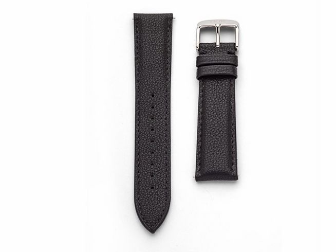DUR Rindsleder Schwarz DWB005 20 mm Uhren Ersatzarmband aus robustem Leder mit silberner Schnalle, ideal zum Austausch und zur Aufwertung von Armbanduhren.