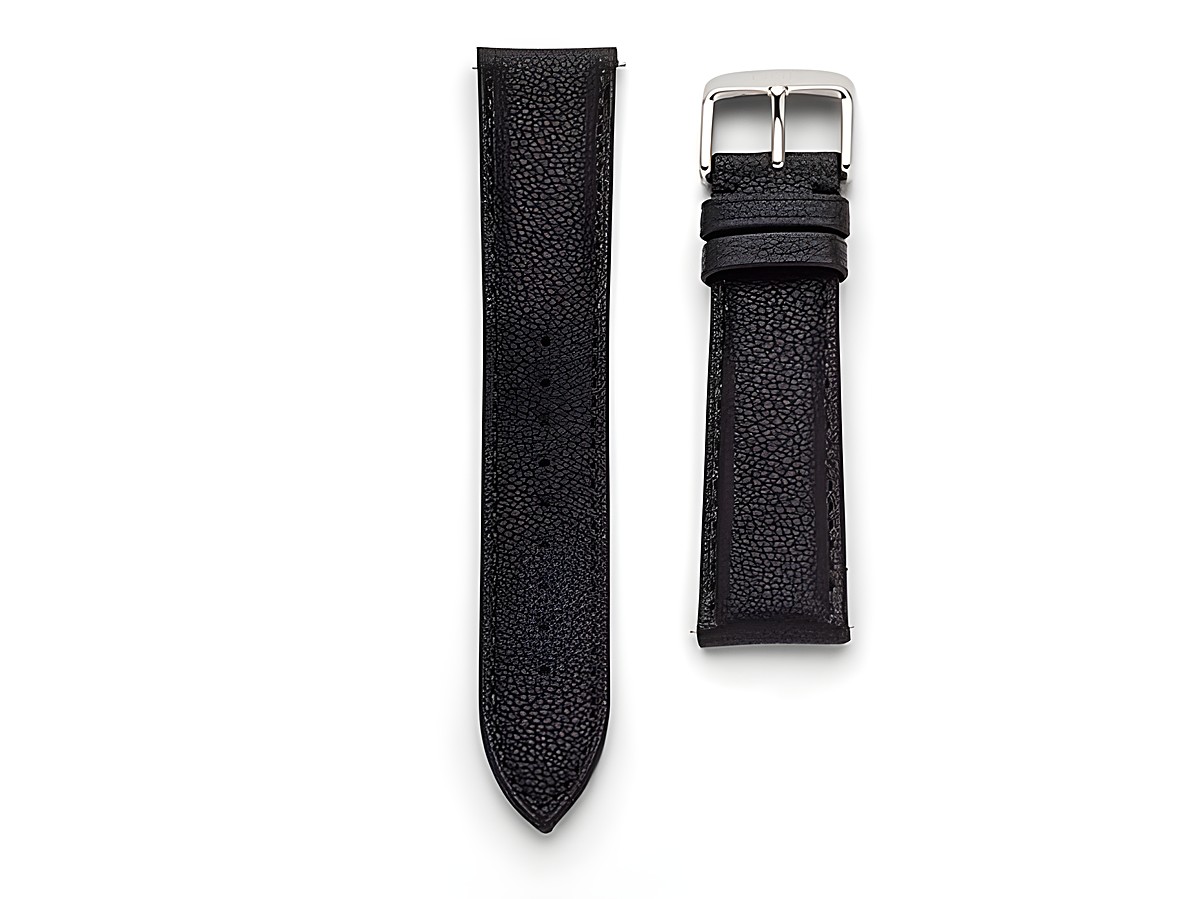 DUR Rindsleder Schwarz DWB005 20 mm Uhren Ersatzarmband aus robustem Leder mit silberner Schnalle, ideal zum Austausch und zur Aufwertung von Armbanduhren.