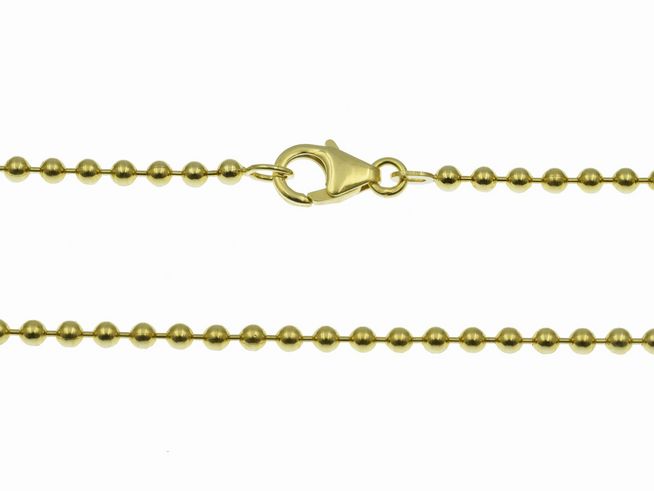 Kugel Kette 585 Gelbgold 45 cm 2,4 x 2,4 mm mit einem praktischen Karabinerverschluss, Hersteller Juwelier Harnisch, hochwertige Verarbeitung und elegantes Design.
