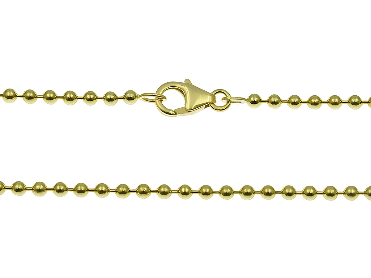 Kugel Kette 585 Gelbgold 45 cm 2,4 x 2,4 mm mit einem praktischen Karabinerverschluss, Hersteller Juwelier Harnisch, hochwertige Verarbeitung und elegantes Design.