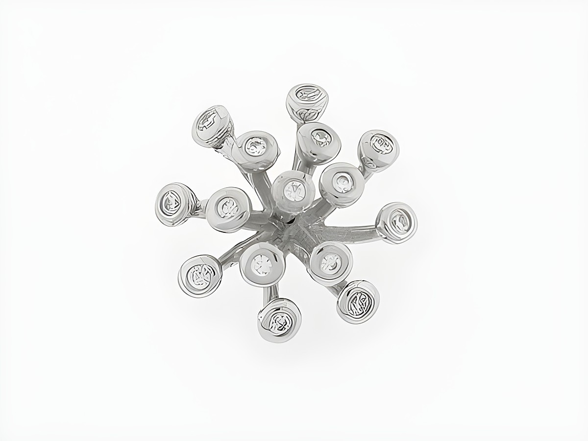 Doldenblüte Silber Anhänger originell rhodiniert mit Zirkonia von Juwelier Harnisch, kunstvoll gestaltetes Schmuckstück mit funkelnden Details.