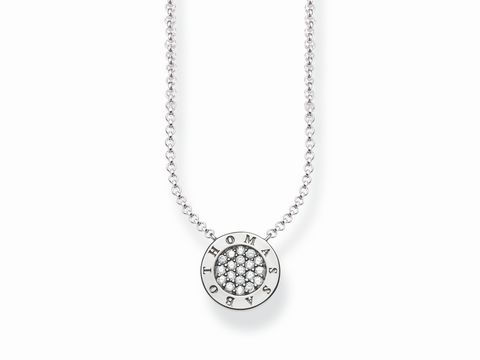 Kette von Thomas Sabo aus 925 Sterling Silber, längenverstellbar 40/42,5/45 cm, mit rundem Anhänger und weißen Zirkonia, elegant und zeitlos.
