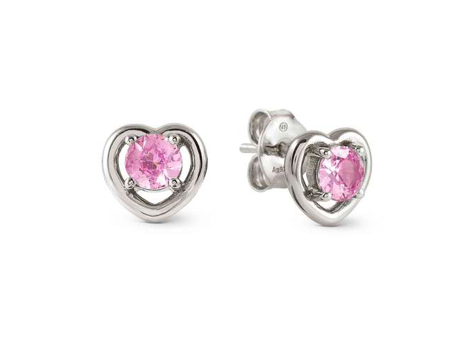 Nomination 241711 02 COSMICLOVE Herz - Ohrstecker aus Sterling Silber - farbigem Zirkonia - ROSA Zwei Ohrstecker in Herzform aus Sterling Silber mit einem farbigen, rosa Zirkonia Stein in der Mitte, elegant und verspielt gestaltet, perfekt für jeden Anlass.