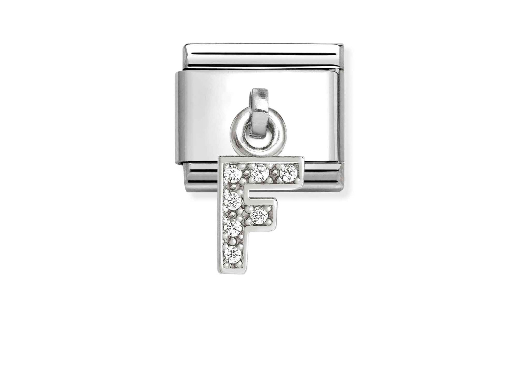 Classic Sterling Silber Charm Buchstabe F mit Zirkonia von Pandora, funkelnd und elegant, ideal für persönliche Armbänder und Schmuckkollektionen, Neuheit für Fans von Individualisierung.
