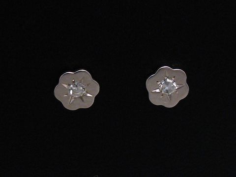 Ohrringe Blume in Weißgold mit Diamant 0,06 ct W/P1 vom Hersteller Juwelier Harnisch, filigran gearbeitet und elegant, ideal für festliche Anlässe oder den Alltag.