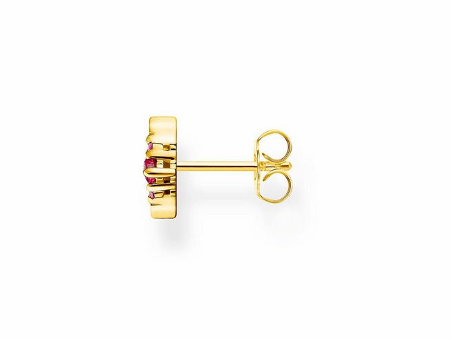 Thomas Sabo Ohrstecker aus sterling Silber mit vergoldeter Oberfläche und Glas-Keramik Stein sowie synthetischem Korund, elegantes Fächerdesign, hochwertiger Ohrschmuck.