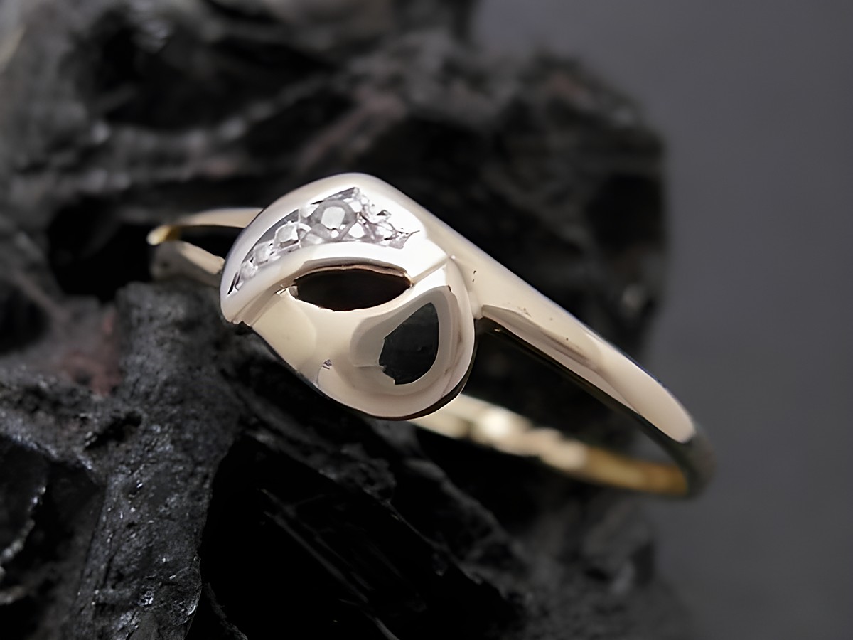 Gold Ring verspielt aus Gold 585 bicolor mit Diamant. Eleganter Goldring für Größe 58, hergestellt von Juwelier Harnisch, ideal bis Größe 58/18,5.