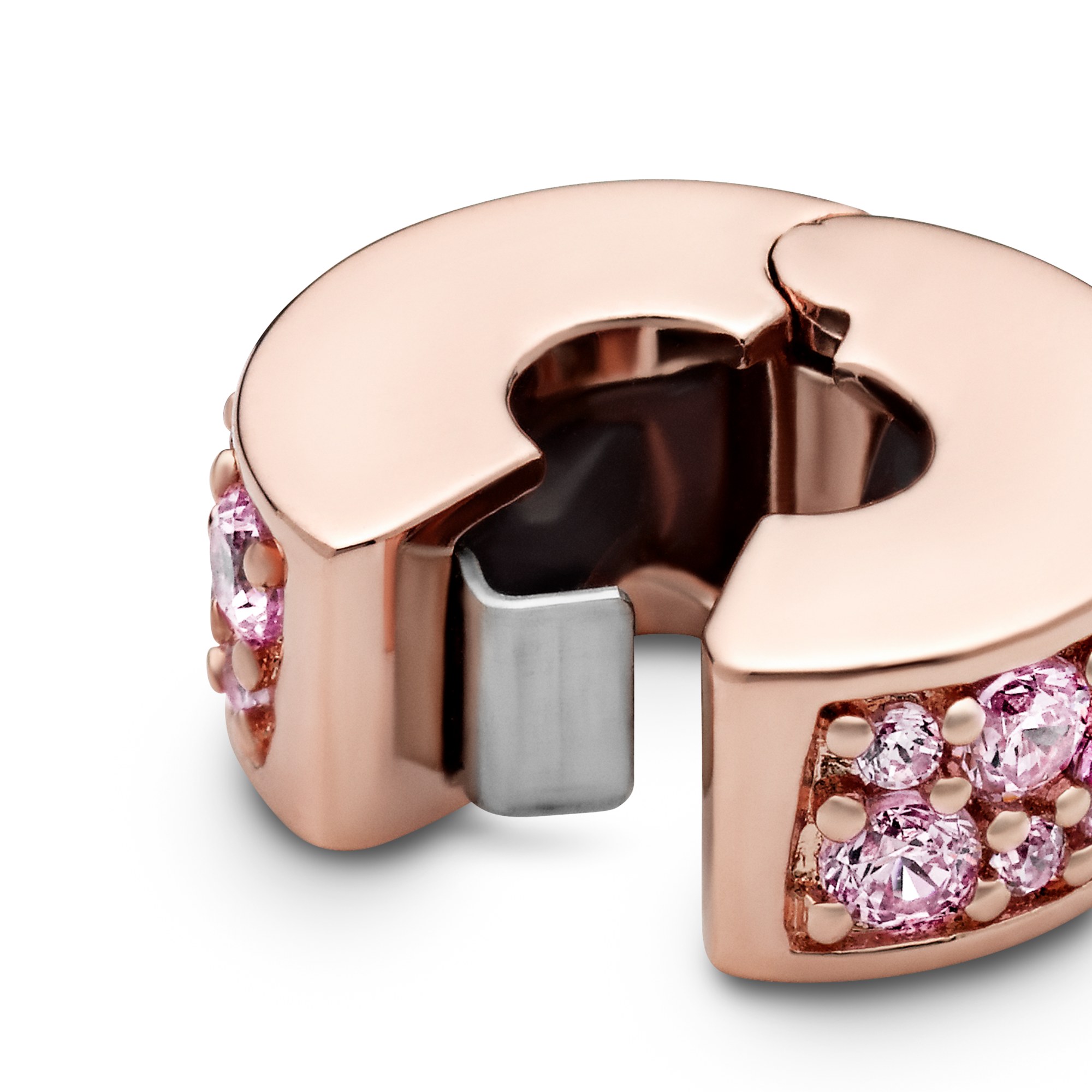 PANDORA Rosafarbener Pavé-Glanz - Clip Charm - PANDORA Rose – Ansicht 4