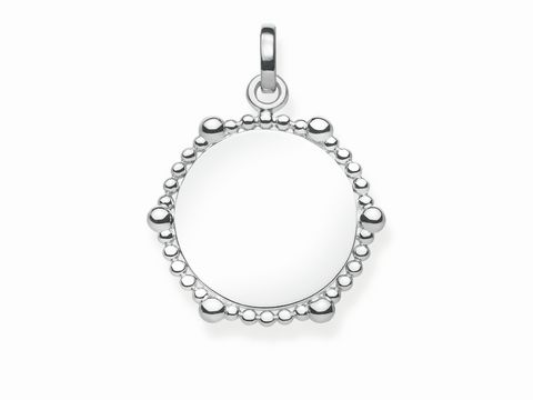 Anhänger von Thomas Sabo aus Silber, rund mit feinem Perlenrand und einer glatten, gravurfreundlichen Oberfläche, Modell LBPE0018-001-21, ideal für personalisierte Schmuckstücke.