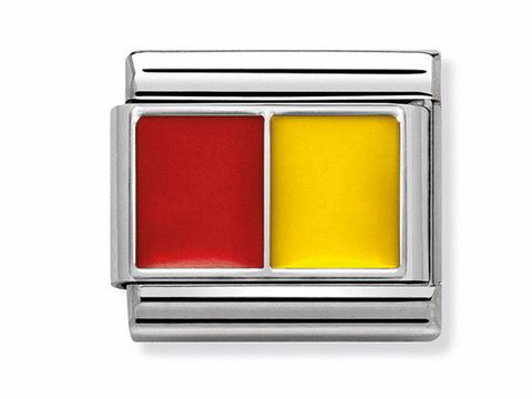 Edelstahl und Emaille Komponente in rot und gelb mit Flaggenmotiv, Hersteller Nomination, Modell Nomination 330209 26, ideal für Schmuck-Designs.