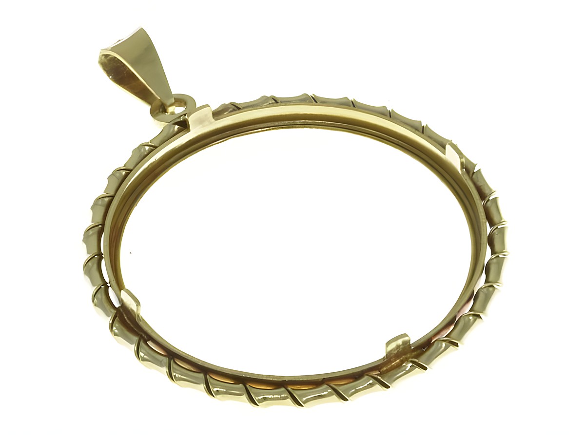 Münzfassung Anhänger aus 585 Gold von Juwelier Harnisch mit Spiralkordel für Münzen bis 26,1 mm Durchmesser ideal für individuelles Schmuckdesign. – Ansicht 2