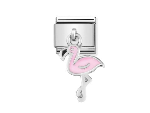 433180512-0 Charm von NOMINATION Classic - SilverShine 331805 12 in Form eines Flamingos mit pinker Farbe, dekorativem Design und hochwertigem Material, ideal für persönliche Schmuckstücke.