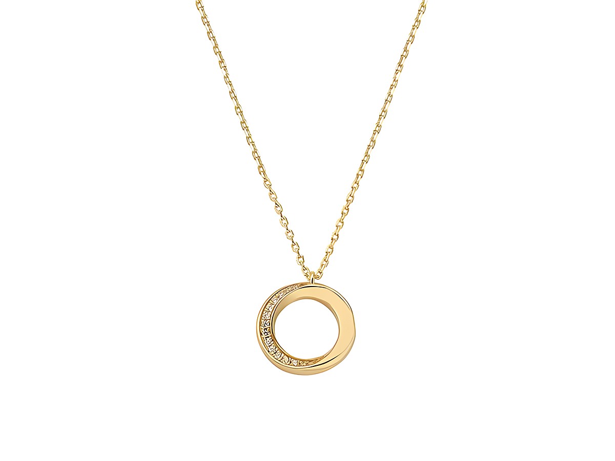 Elegante Xenox Sterling Silber Kette XS2125G in Gelbgold Vergoldung mit klassischem Kreis-Anhänger, verziert mit glitzernden Details, Länge 40-45 cm.