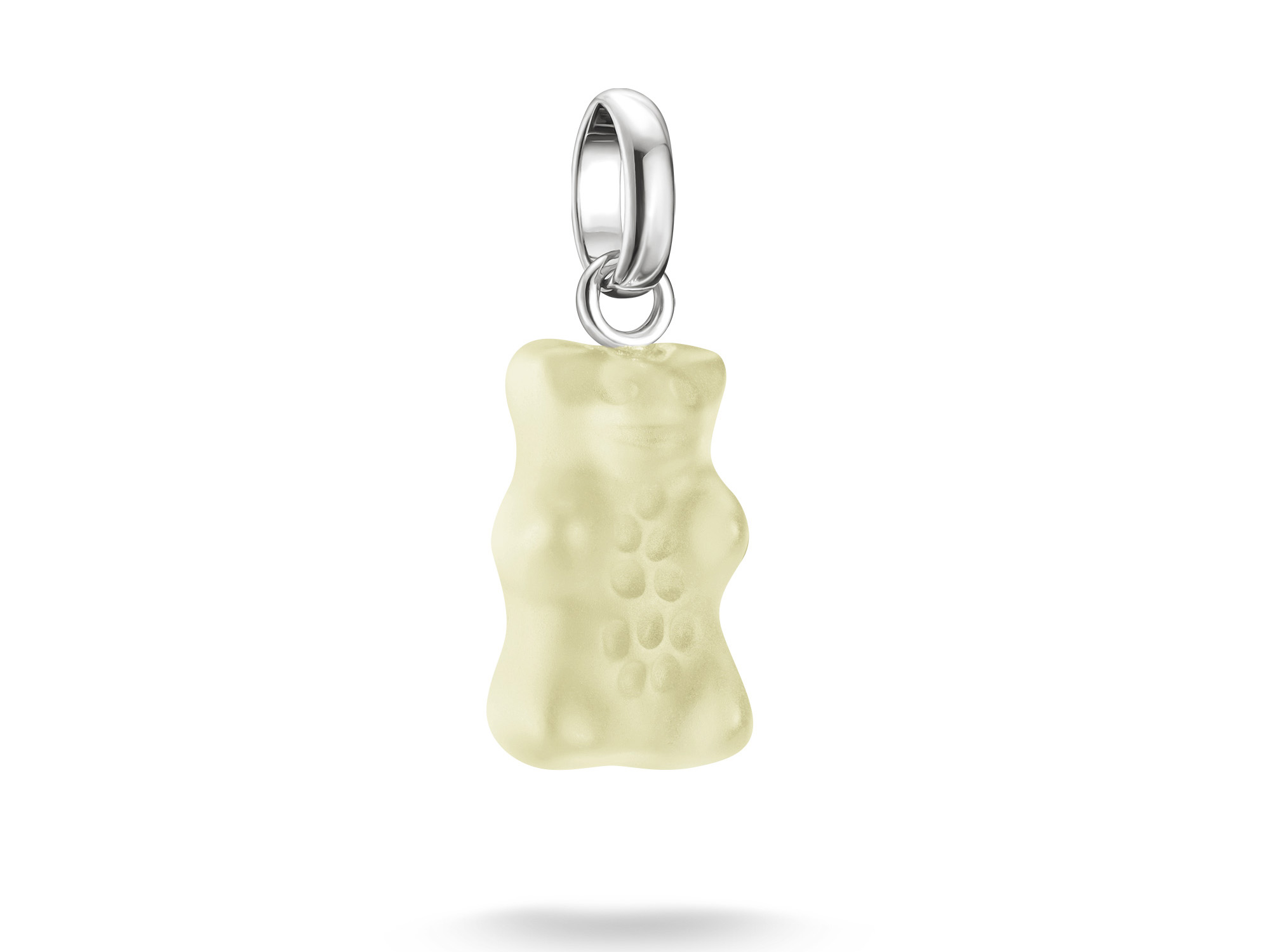 Charm in Form eines gelben Gummibärchens, gefertigt aus Silber und Glas, mit einer Öse zum Befestigen, Teil der Thomas Sabo Charm Club CONNECT Kollektion.