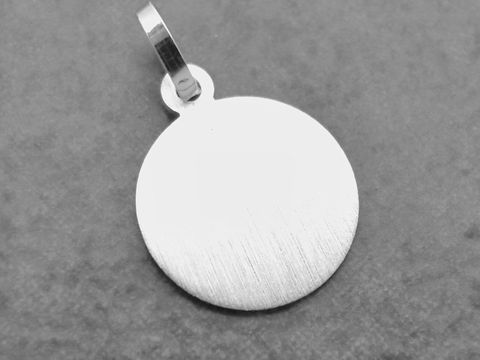 Silber Anhänger - 14,7 mm - Gravurplatte - mattiert und poliert - rund, Hersteller: Juwelier Harnisch, schlicht gestaltet für persönliche Gravuren.