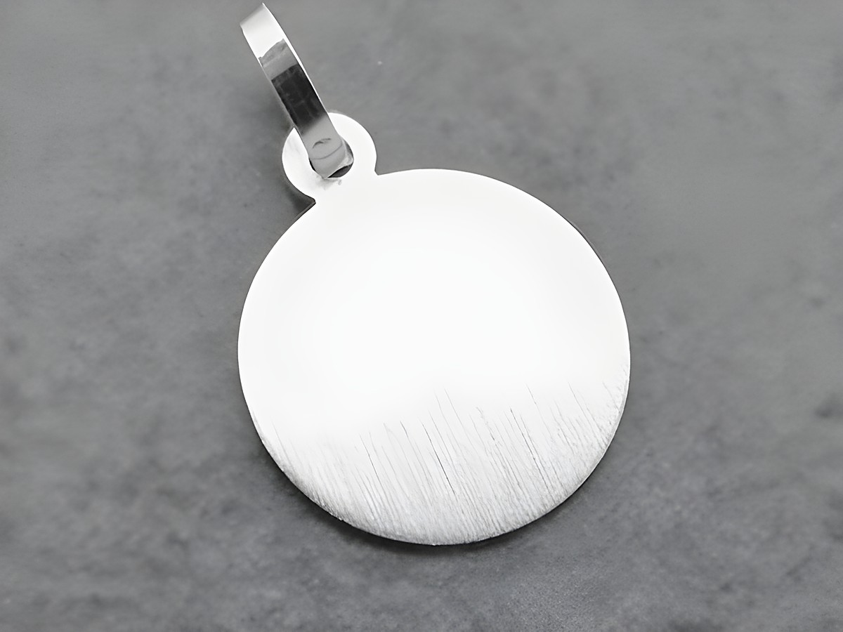 Silber Anhänger - 14,7 mm - Gravurplatte - mattiert und poliert - rund, Hersteller: Juwelier Harnisch, schlicht gestaltet für persönliche Gravuren.