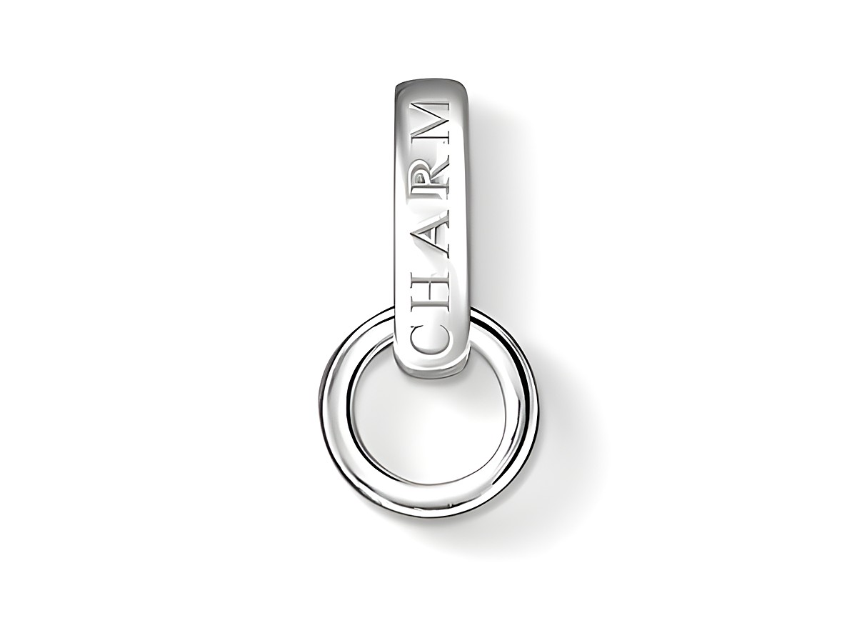 Träger aus Silber von Thomas Sabo mit der Gravur CHARM und einem runden Anhänger, ideal für die individuelle Gestaltung von Schmuckstücken.