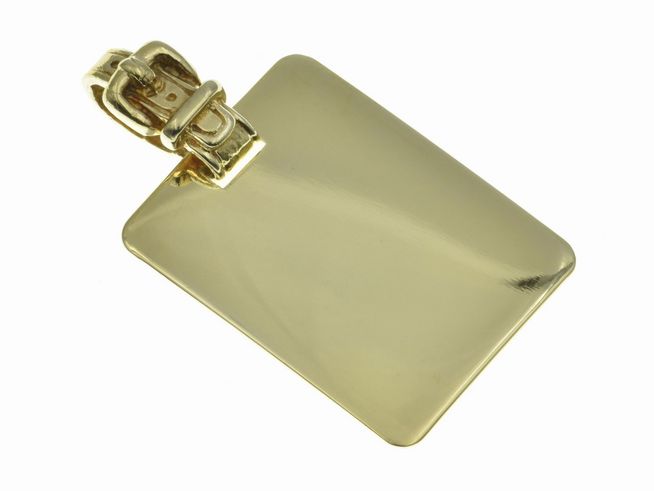40903-0 Schnalle groß Gravurplatte Gold 333 28 x 22 mm von Juwelier Harnisch mit glänzender Oberfläche und einem stabilen Aufhänger für personalisierte Gravuren.