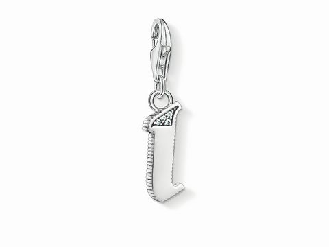 Charm-Anhänger Buchstabe I von Thomas Sabo aus Silber, verziert mit funkelnden Details, ideal zum Personalisieren von Schmuckstücken und als modisches Accessoire.