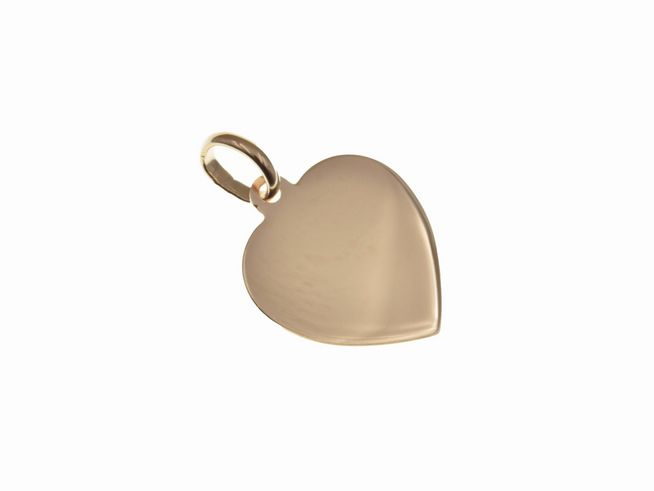 Gravurplatte Herz Anhänger aus 1,2 cm Sterling Silber roségold vergoldet, Hersteller Juwelier Harnisch, schlichtes Design ideal für personalisierte Geschenke.
